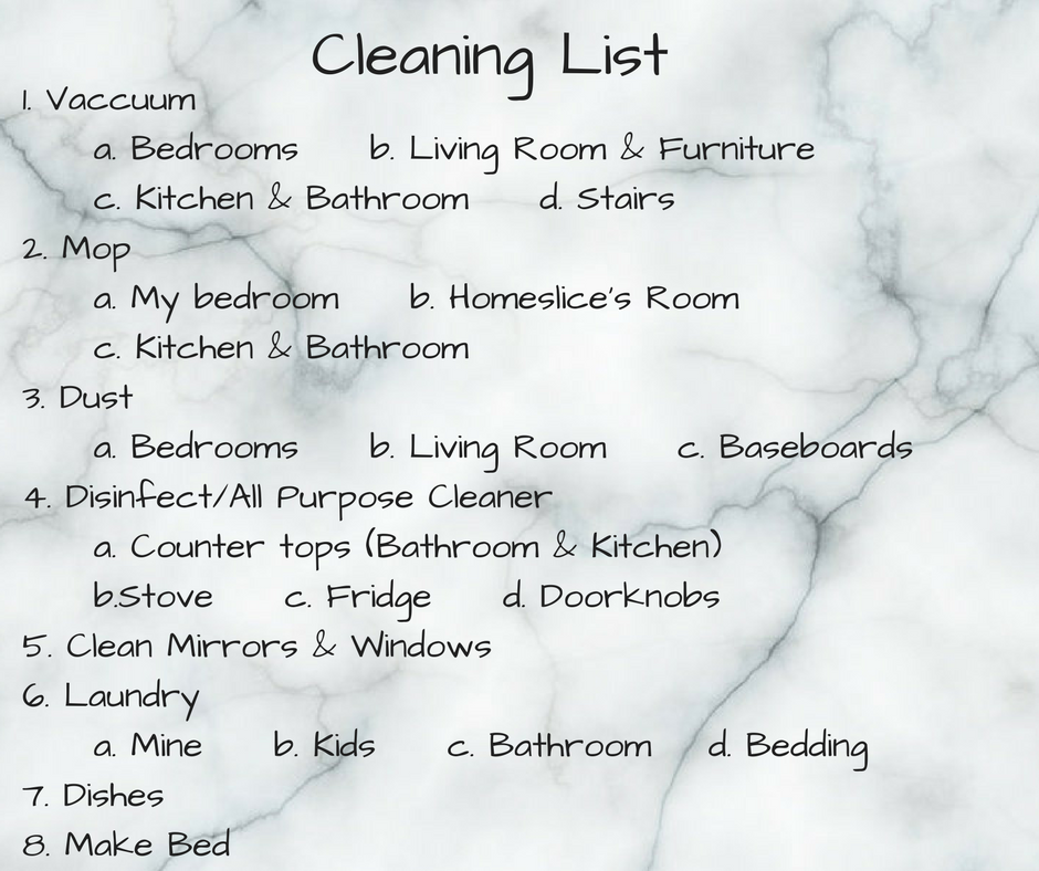 Cleaning List